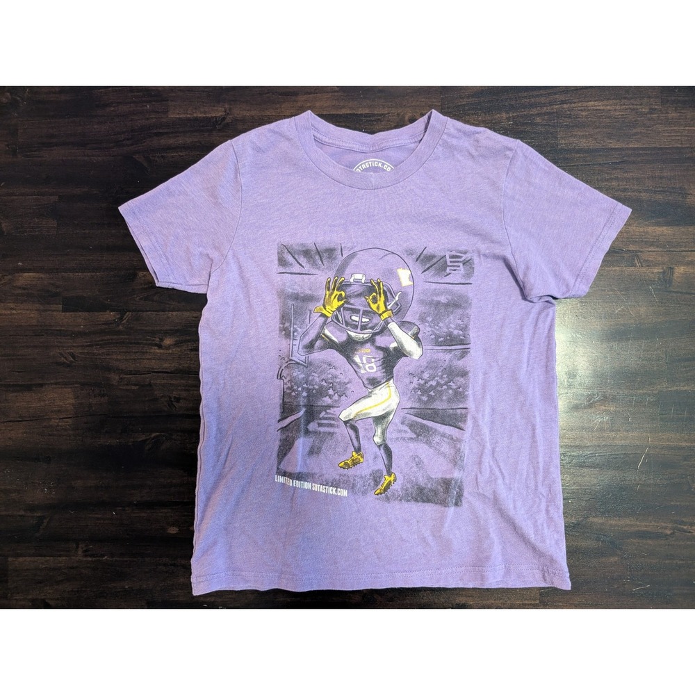 SotaStick Justin Jefferson Griddy Graphic Tee Kids Large Vikings Limited Edition
